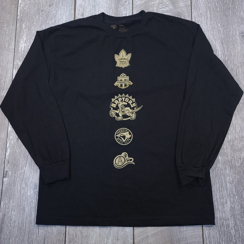OVO Long Sleeve Shirt Mens Large Black Drake Night 2018 Toronto Sports Logos